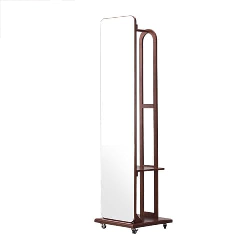 Decorative Full-Length Dressing Mirror, Bedroom Rotating Floor, Multi-Functional Solid Wood Storage Fitting for Living Room