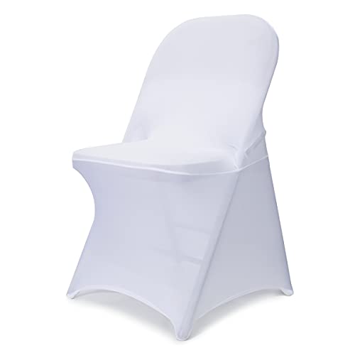 Babenest Spandex Folding Chair Covers - 30PCS Upgraded Universal Stretch Washable Fitted Chair Slipcovers Protector for Wedding, Holidays, Banquet, Party, Easter Celebration (White)