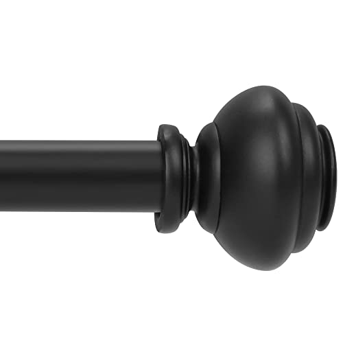 1 Inch Black Curtain Rods for Windows, Heavy Duty, 72 to 144 Inch, Standard Decorative Window Curtain Rod Set with Brackets for Bathroom, Kitchen, Bedroom, Black