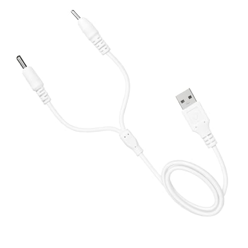 USB to Dual DC Power Cable, 5V 2A Y Splitter Cord, USB to DC 3.5mm and DC 2.5mm Charging Cable, Compatible with Moon Lamps Bluetooth Headphones USB Fans and More,5FT/1.5M Charger