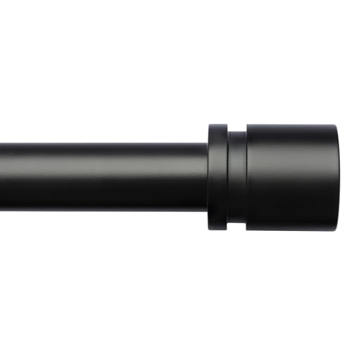 Byondeth Curtain Rods for Windows 16 to 144 Inches Adjustable Length 1 Inch Diameter Window Curtain Rod with Aluminium Finials, Black