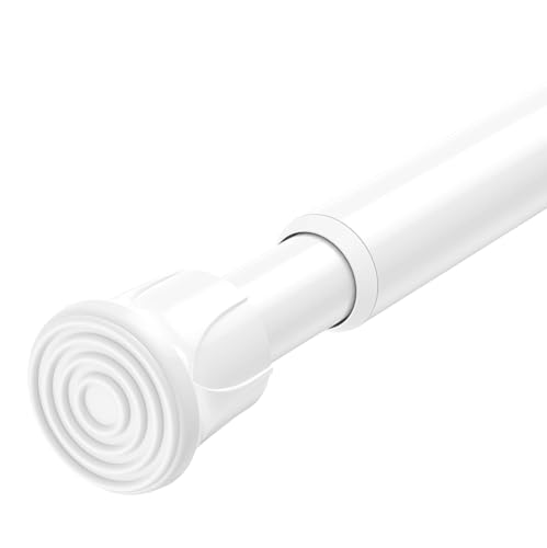 Tension Rod 28 to 48 inch, Adjustable Curtain Rods No Drilling Spring Rods Extendable Pressure DIY Tension Rod for Window Closet Kitchen, White
