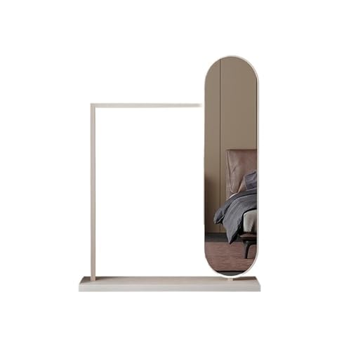 Floor Multifunctional Creative Full-Length Mirror Bedroom Coat Rack for Entryway and Walk-in Closet Mirror(White)