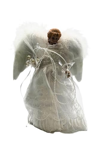 KSA 12" Lighted LED Fiber Optic White and Silver Angel Christmas Tree Topper