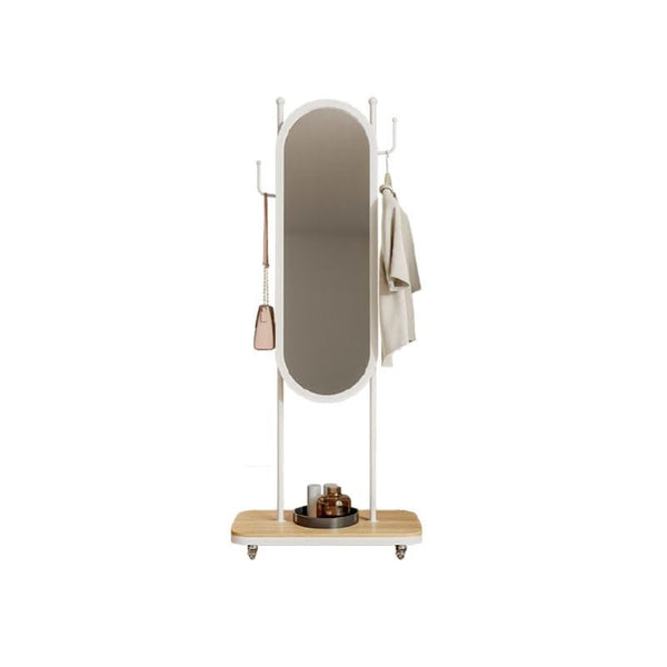 Decorative Household Dressing Mirror and Hanger Integrated Simple Modern Bedroom Living Room Floor-Standing Mobile Full-Length for Living Room(White)