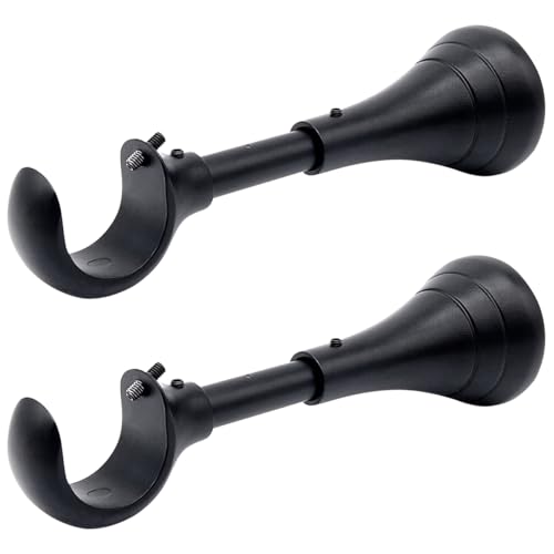 Heavy Duty Curtain Rod Brackets for Wall, 6 inch Adjustable Curtain Rod Brackets Extra Long Over Blinds Holder for Heavy Curtains 2 pcs Extended Window Hardware Wall Mounted Hangers Set of Two Black