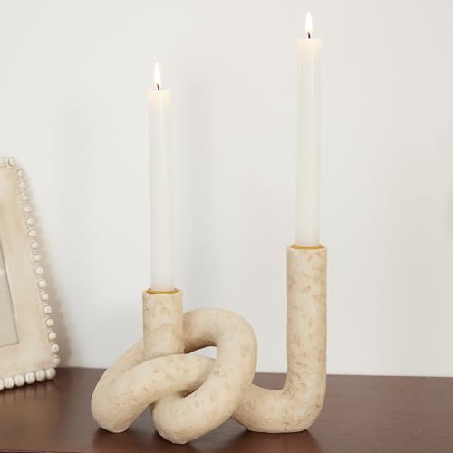 DN DECONATION Knot Shaped Taper Candle Holders, Boho Candlestick Holders