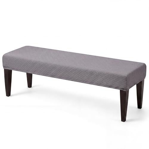 WOMACO Dining Bench Covers, Stretch Jacquard Removable Bench Slipcover, Dustproof Washable Seat Cushion Protector for Dining Room, Bedroom, Banquet (Dark Gray, Large)