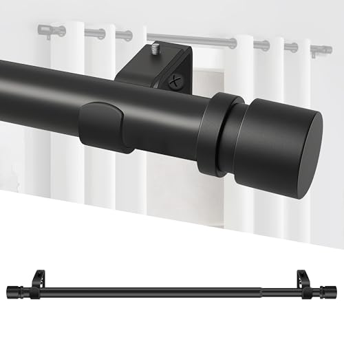 XDW-GIFTS Curtain Rods for Windows 32 to 46 Inch,1 Inch Diameter Black Heavy Duty Metal Drapery Rod,Adjustable Curtains Pole with Bracket Modern Style Suitable for Bedroom,Living Room