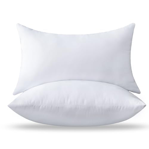 12 x 20 Pillow Insert Set of 2 - Premium Soft and Fluffy Small Lumbar Pillow Sofa Decorative White Rectangle Throw Pillow Inserts Stuffing for Living Room Couch and Bedroom Interior Cushions