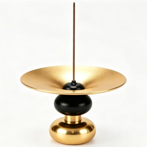 Brass Metal Incense Holder - One - Press Eject for Meditation, Yoga & Home Decor (Golden, Round)