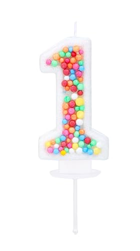 Number 1 Birthday Candle Rainbow 1 Candle for First Birthday Princess Toddler Girl Women Colorful Sweet Theme One Years Old Birthday Wedding Anniversary Party Cake Decoration