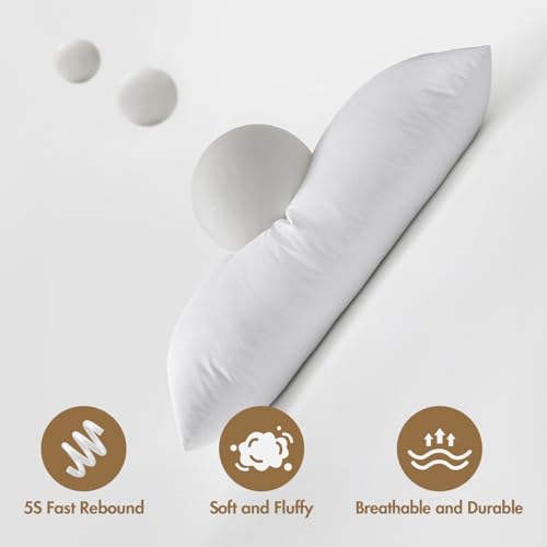 MIULEE 14x36 Synthetic Down Alternative Pillow Insert Decorative Throw Pillow 14 x 36 Inch Body Bed Sleeping Ultra Soft Fluffy Form for Sofa Couch Bed