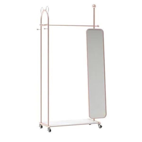 Standing Mirrors Full-Length Mirror Clothes Hanger Integrated rotatable Household Clothes Hanger Floor-Standing Vertical Cloakroom Dressing Mirror(Rose Gold)