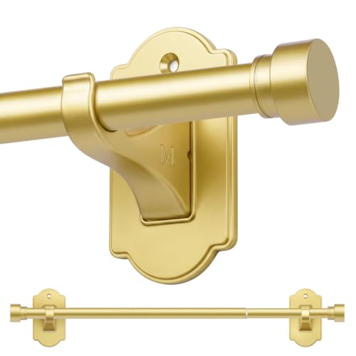 TONIAL Gold Curtain Rods No Drilling for Windows from 40 to 53 Inches, 5/8 Inch Curtain Rod 32 to 58 Inch with Adhesive Brackets without Drilling, Renter Apartment Friendly Adjustable Drapery Rods