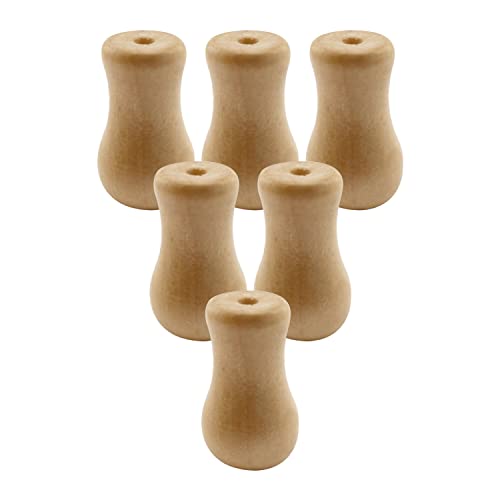 Amazing Drapery Hardware 6 Natural Stained Wood Cord Tassels in Vase Shape for Wood Blind and Roman Shade Pull Cords - Rustic Window Treatment Accessories