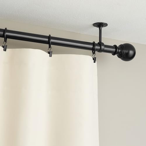 Amazon Basics Curtain Rod Ceiling-Mount Bracket Set, 4-Pack, Black Finish