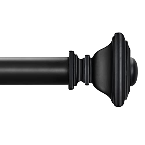BRIOFOX BLACK Curtain Rods for Windows 48 to 84 Inch Adjustable Length 1 Inch Diameter Heavy Duty Window Curtain Rods for Indoor Ourdoors With Classic Square Finials