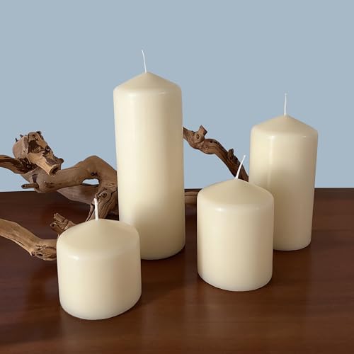 Stonebriar Unscented Pillar Candles – 65 Hour Burn Time, Long-Lasting Wax Candles for Weddings, Holidays, Home Décor & Special Events, Pack of 3, Ivory, 3" x 6"