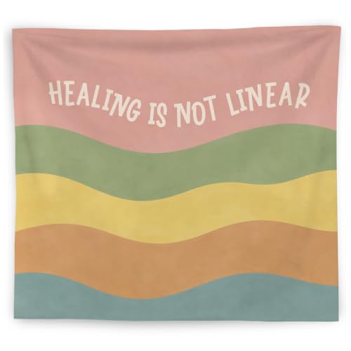 WNAGT Colorful Abstract Mental Health Tapestry Wall Hanging 50x60 Inch | Healing Is Not Linear Psychology Wall Tapestry for Therapy Counselor Calming Office Classroom Home Decor