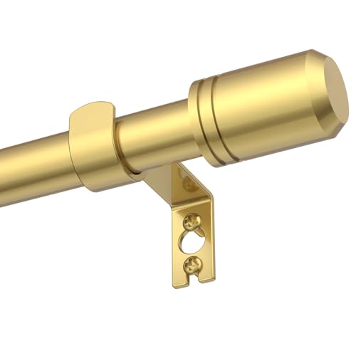 GXOACKJ Curtain Rods for Windows 28 to 48-60 Inches, 5/8 Inch Gold Adjustable Small Curtain Rod Set with Brackets for Bedroom Living Room