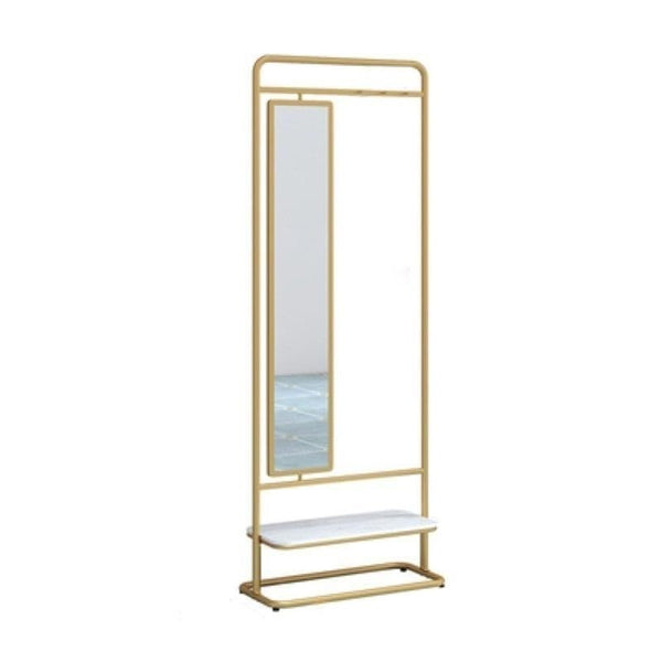 Full-Length Mirror Full-Body Floor Mirror Rotating Dressing Mirror Hanging Coat Rack Combination Simple Storage Home Bedroom Coat Rack Full Length Floor Mirror (Gold 70cm)
