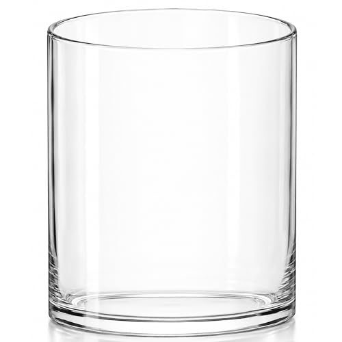 Royal Imports Flower Glass Vase Decorative Centerpiece for Home or Wedding - Cylinder Shape, 8" Tall, 6" Opening, Clear