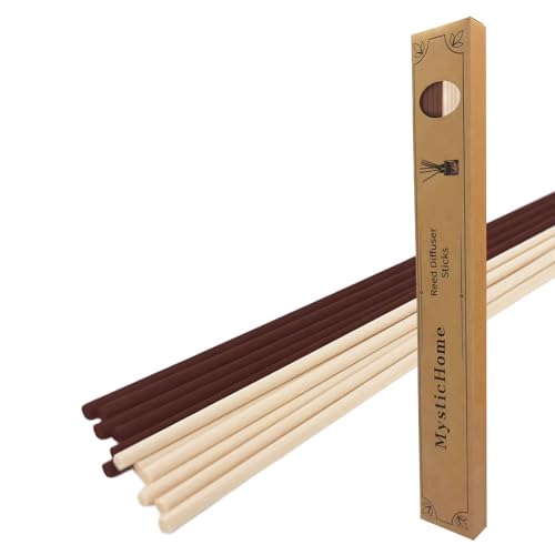 MYSTICHOME 20 PCS Fibre Reed Diffuser Sticks - Strong Scent for Large Rooms, Bathroom & Bedroom. Ideal Housewarming Gift, Coffee Table Decor, True+Black Set