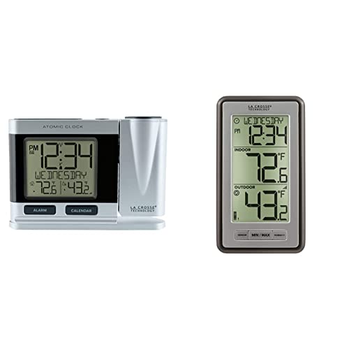 La Crosse Technology Atomic Projection Alarm Clock with Temperature | Wireless Digital Thermometer