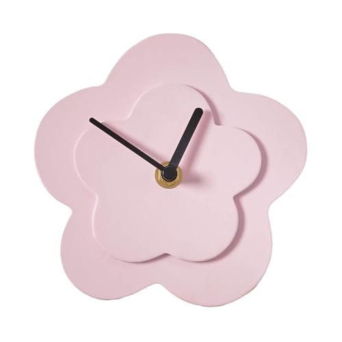 Urban Lifestyle Pink 5.7" Quartz Daisy Table Clock,Battery Operated Flower Desk Clock,Whimsical Petal Design, Accurate Timekeeping