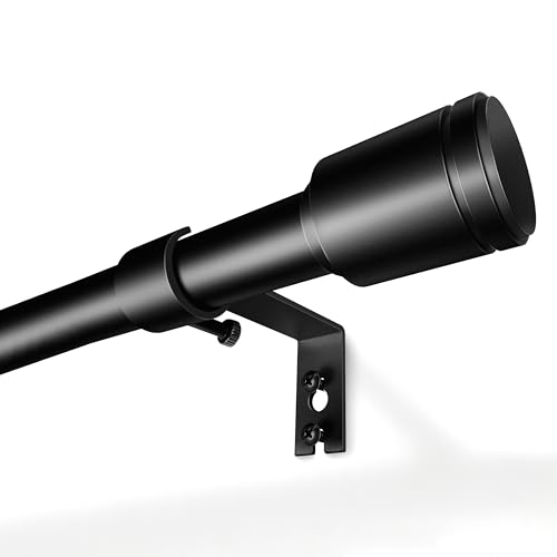 5/8” Diameter Curtain Rods 30-90 Inch, for 30-84 Inch Windows, Adjustable Splicing Black Curtain Rods for Windows with Brackets, Window Rod Long Small Curtains Rod