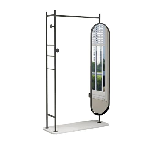 Decorative Marble Floor-Length Full-Length Mirror Coat Rack for Bedroom Multi-Functional Dressing for Living Room(White)