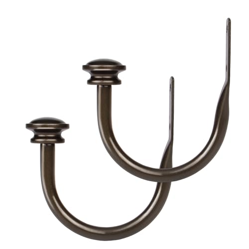 TONIAL Curtain Holdbacks 2 Pack, Decorative Window Drapery Tiebacks for Wall with Small Finials (1 Pair/2 Pack), Bronze