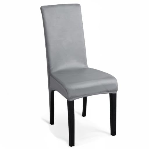 Amazon Basics Dining Chair Covers, Stretch Parson/Dining Chair Slipcover, Removable Washable Chair Protector for Home/Restaurant/Banquet, Light Grey, 6-Pack