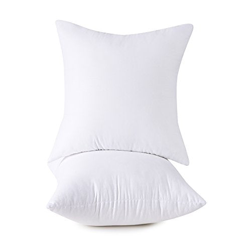 Throw Pillow Inserts, 20x20 Inch Decorative for Sofa, Bed and Chair, Cotton Cover, Set of 2, White