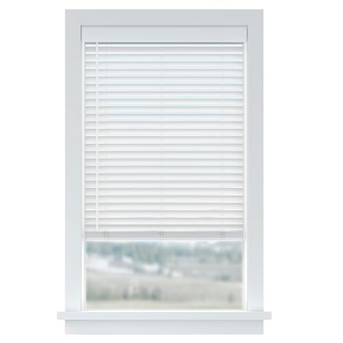 LEVOLOR Basics 2” Faux Wood Horizontal Blinds for Indoor Windows, 34” W x 64” H, Cordless Light Filtering Window Shade for Any Room, White