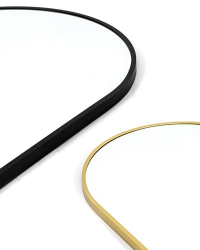 Full Length Mirror - 14'' x 48'' Arched Hanging/Leaning Mirror, Home Decor, Gold