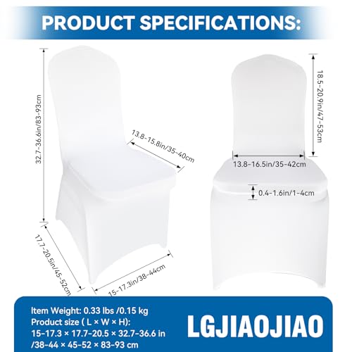 100 Pieces White Chair Covers - Versatile Stretch Polyester Spandex Dining Chair Slipcovers for Dining, Party, Wedding, Banquet, and More