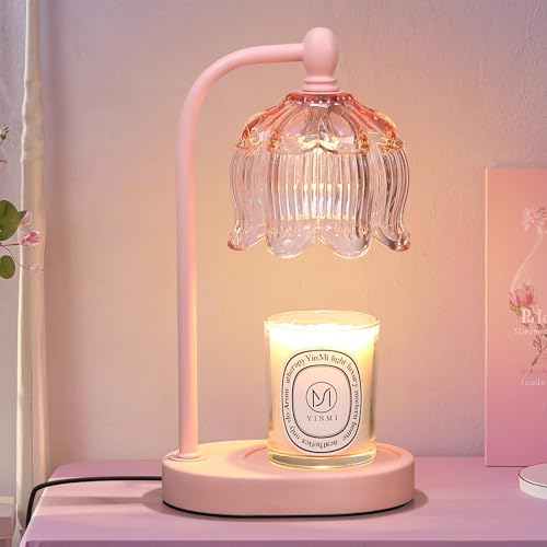 Pink Candle Warmer Lamp with Timer and Dimmer,Gifts for Mom/Wife, Melt Wax Warmer Lamp with 2 Bulbs for Candle