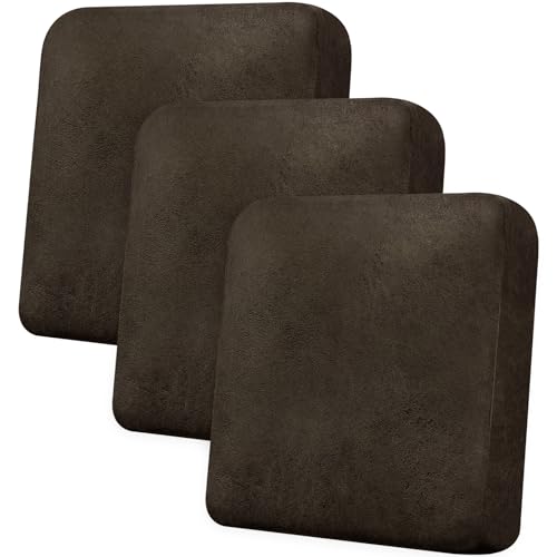 Couch Cushion Covers Leather-Look 3PC Stretch Sofa Seat Slipcover Sets for Living Room Individual Sofa Cushion Cover Couch Seat Protectors, Pet-Friendly, Non-Slip, Easy Fit - Coffee