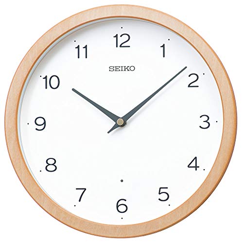 Seiko Clock KX267B Wall Clock, Radio Controlled, Analog, Natural Wood Fabric, Diameter 10.6 x 1.9 inches (270 x 48 mm)