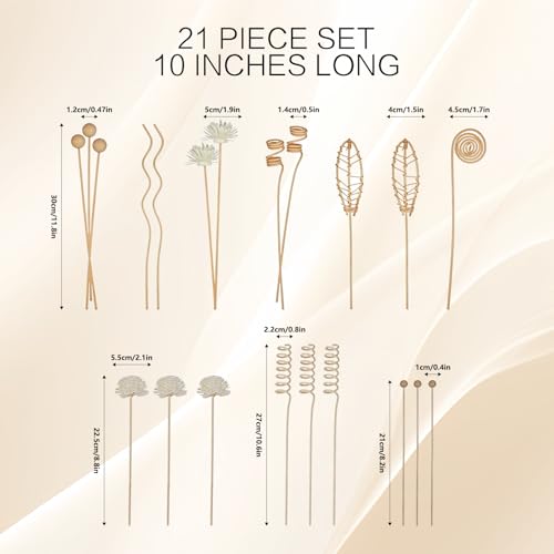 21 Pcs Reed Diffuser Flower Sticks Set, Decorative Sola Flowers Reeds Diffusers Stick Refill for Replacement