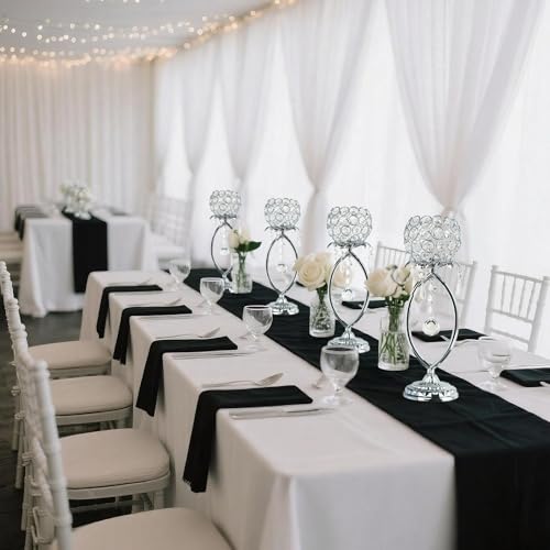 12 Pcs Silver Elegant Metal Crystal Tea Light Candle Holders