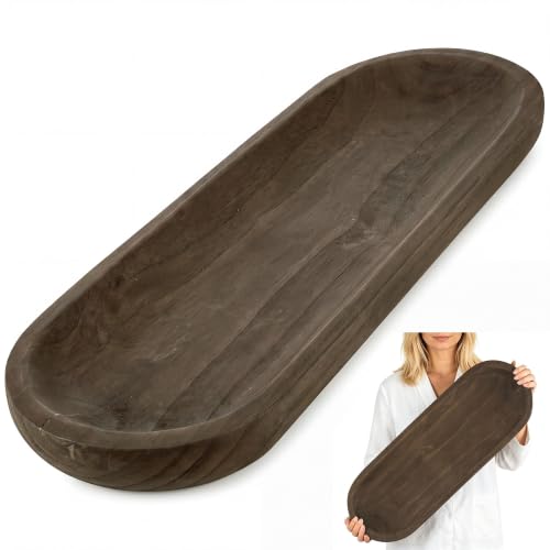 Hanobe Large Wood Decorative Bowl Coffee Table Decor for Table Centerpiece