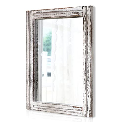 AAZZKANG Wall Mirror with Wood Framed Rustic Mirrors for Wall Rectangle Decorative for Bedroom Bathroom Living Room Entryway Farmhouse Hanging Small