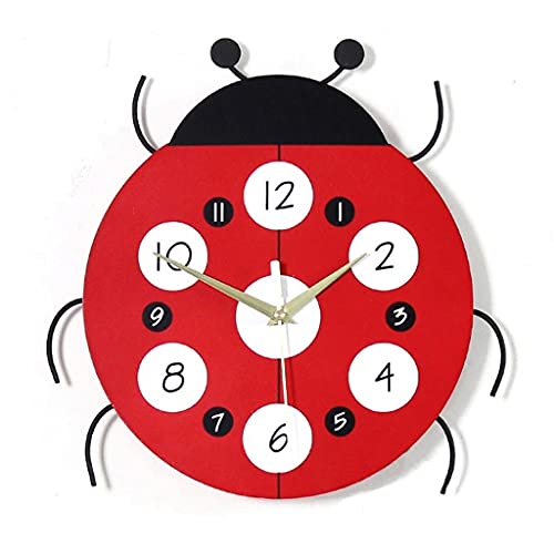 Cartoon Cute Wall Clock for Children Acrylic Ornaments Mural Enfants Home Decor Kids Wall Clock (Color : Red) (Red)