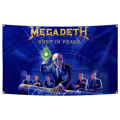 Megadeth Rust in Peace Poster Funny Flag Music Tapestry Aesthetic Decorative Durable Man Cave Wall tapestry Suitable For Indoor And Outdoor Decorate for College Dorm Room ,Outdoor,Parties gifts,