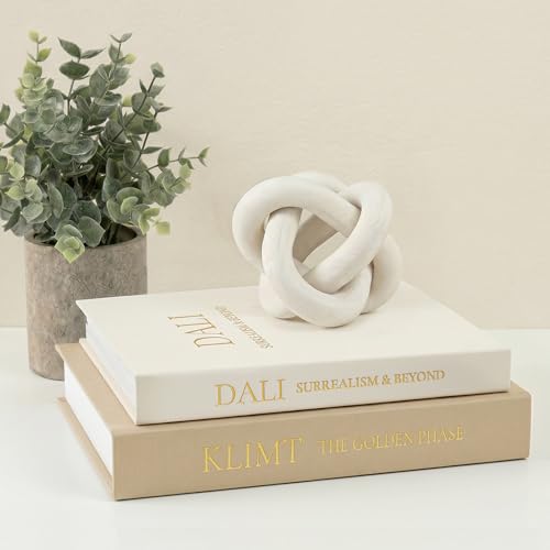 Linen Decorative Book Storage Boxes - Set of 2 Faux Books for Coffee Table Decor, Neutral Fake Book Props for