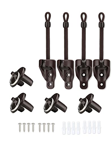 Coolaroo Replacement Parts Shade Tie Downs and End Cap with Ring Kit,Weather Resistance,Compatible with Coolaroo Exterior Roller Shade,Outdoor Blinds(Brown,2 Set)