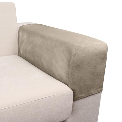 Couch Arm Covers 2 Pcs Sofa Armrest Covers Stretch Couch,Armrest Cover for Chairs Scratch-Resistant Sofa Arm Cover Armchair Slipcovers,Taupe